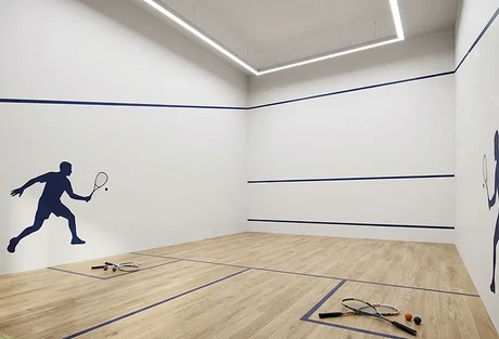 Empty squash court, illustrative picture for the clubhouse